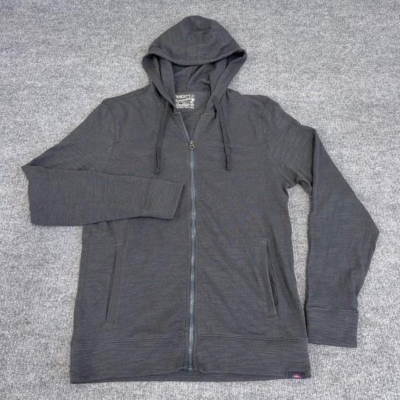 Faherty Hoodie Men Small Charcoal Gray Full Zip Sunwashed Organic Cotton NEW - Picture 2 of 8